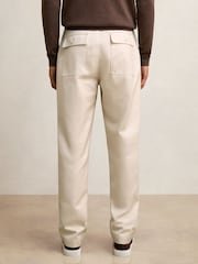 Reiss Ecru Preach Lyocell Cotton Wide Utility Trousers - Image 6 of 9