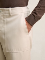 Reiss Ecru Preach Lyocell Cotton Wide Utility Trousers - Image 7 of 9