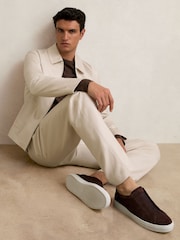 Reiss Ecru Preach Lyocell Cotton Wide Utility Trousers - Image 8 of 9