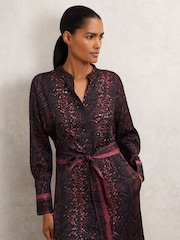 Reiss Burgundy/Black Daria Dress - Image 3 of 6