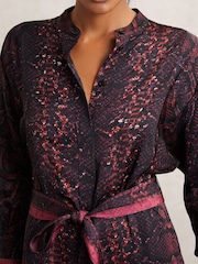 Reiss Burgundy/Black Daria Dress - Image 4 of 6