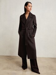 Reiss Aubergine Rene Double-Breasted Blindseam Coat Wool-Blend - Image 1 of 7