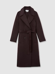 Reiss Aubergine Rene Double-Breasted Blindseam Coat Wool-Blend - Image 2 of 7