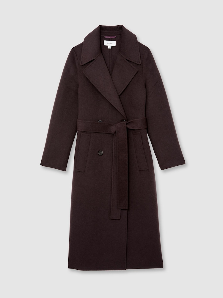 Reiss Aubergine Rene Double-Breasted Blindseam Coat Wool-Blend - Image 2 of 7
