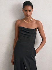 Reiss Black Ayla Structured Strapless Wide-Leg Jumpsuit - Image 3 of 7