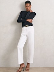 Reiss Black Jada Cotton Crew-Neck Long-Sleeve T-Shirt With Stretch - Image 3 of 6