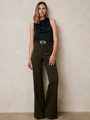 Reiss Green Darla Cotton Blend Cowl Neck Sleeveless Top - Image 1 of 5