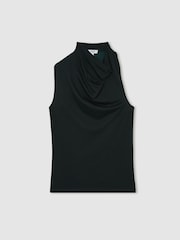 Reiss Green Darla Cotton Blend Cowl Neck Sleeveless Top - Image 2 of 5