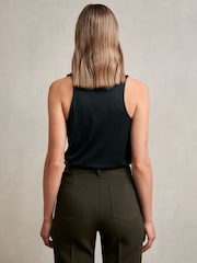 Reiss Green Darla Cotton Blend Cowl Neck Sleeveless Top - Image 4 of 5