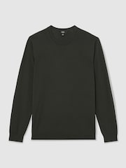 Reiss Dark Military Green Wessex Merino Wool Crew-Neck Jumper - Image 2 of 7