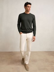 Reiss Dark Military Green Wessex Merino Wool Crew-Neck Jumper - Image 3 of 7