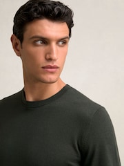 Reiss Dark Military Green Wessex Merino Wool Crew-Neck Jumper - Image 4 of 7