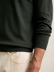 Reiss Dark Military Green Wessex Merino Wool Crew-Neck Jumper - Image 6 of 7