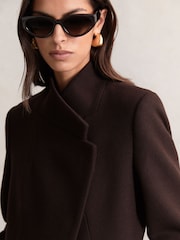 Reiss Chocolate Brown Max Petite Coat - Image 4 of 7