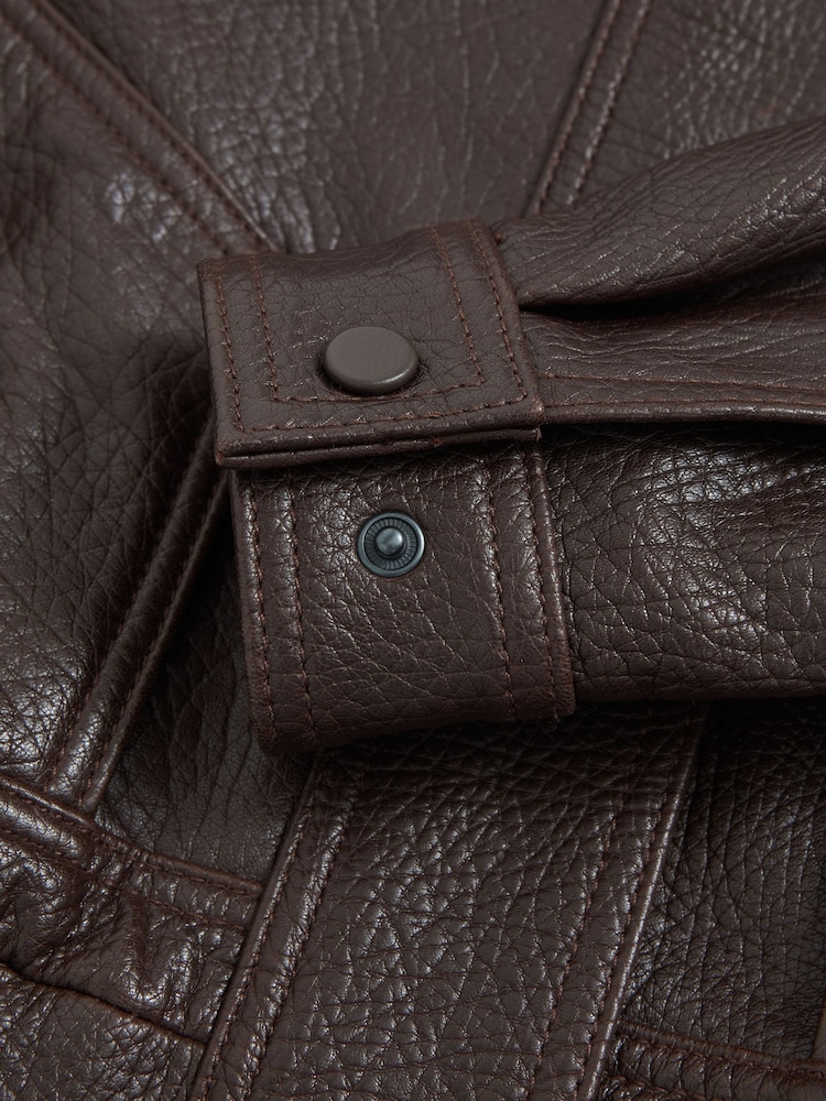 Reiss Burgundy Kiara Oversize Leather Bomber Jacket - Image 5 of 5 Reiss Burgundy Kiara Oversize Leather Bomber Jacket - Image 5 of 5