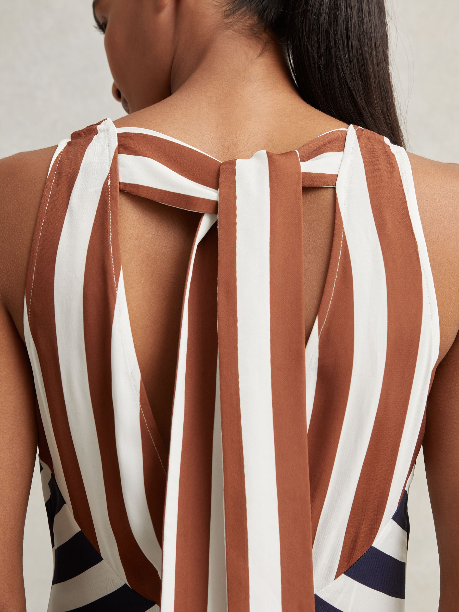 【海外限定】REISSドレス☆Esme Stripe V Neck Sleeveless Mini Buy Reiss Brown/Navy Esme Stripe-Print Sleeveless Mini Dress