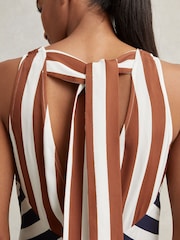 Reiss Brown/Navy Esme Stripe-Print Sleeveless Mini Dress - Image 4 of 7