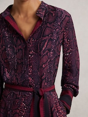 Reiss Burgundy/Black Aurora Dress - Image 3 of 6