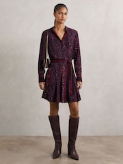 Reiss Burgundy/Black Aurora Dress - Image 4 of 6