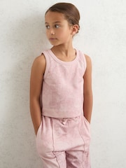 Reiss Pink Print Keisha Top & Joggers Set - Image 1 of 4
