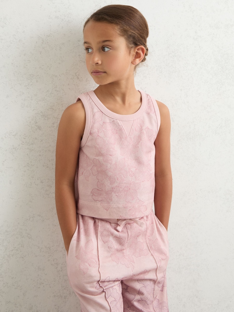 Reiss Pink Print Keisha Top & Joggers Set - Image 1 of 4