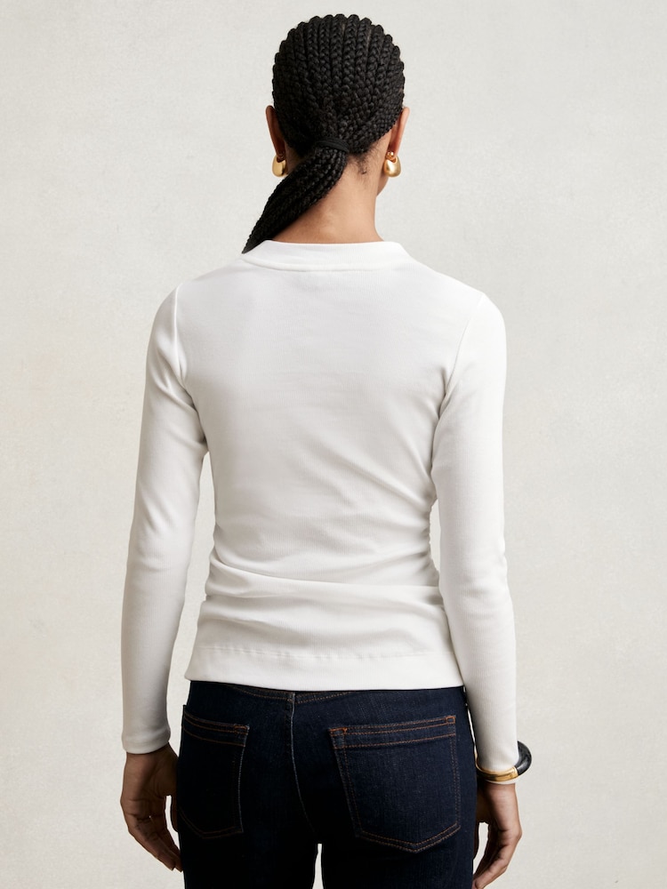 Alb - Reiss Tessa Cotton Long-Sleeve Ruched T-Shirt with Stretch - Image 5 of 6