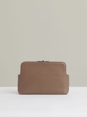 Reiss Neutral Bethany Leather Frame Clutch Bag - Image 4 of 5