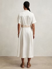 Reiss Ivory Anita Linen Belted Midi Shirt Dress - Image 7 of 8