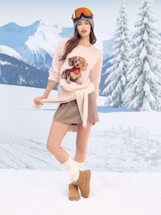 Lipsy Cream Sausage Dog Christmas Crew Neck Knitted Jumper - Image 4 of 5
