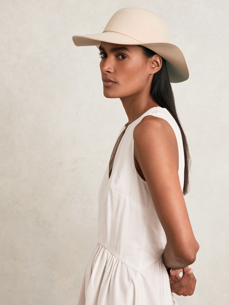 Reiss Neutral Lucy Felted Wool Sun Hat - Image 2 of 5