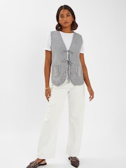 Accessorize Black Gingham 100% Cotton Waistcoat - Image 1 of 4