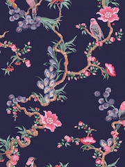 Cath Kidston Navy Birds & Berries 10M Wallpaper - Image 3 of 5