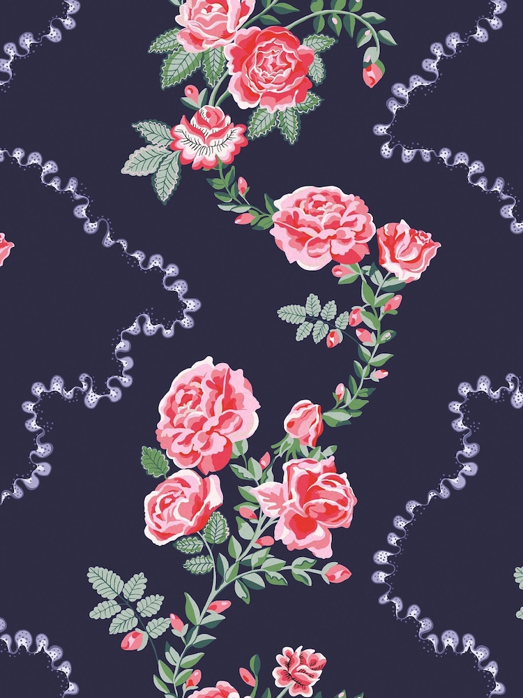 Cath Kidston Navy Rose Flutter 10M Wallpaper - Image 2 of 4
