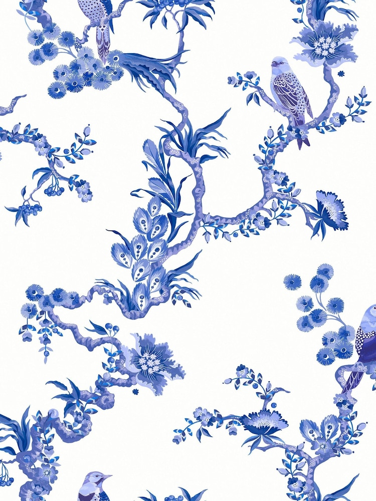 Cath Kidston Blue Birds & Berries 10M Wallpaper - Image 2 of 4