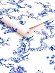 Cath Kidston Blue Birds & Berries 10M Wallpaper - Image 3 of 4