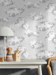 Cath Kidston Neutral Silver Linings Wallpaper - Image 1 of 6