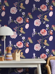 Cath Kidston Navy Catnip 10M Wallpaper - Image 1 of 4