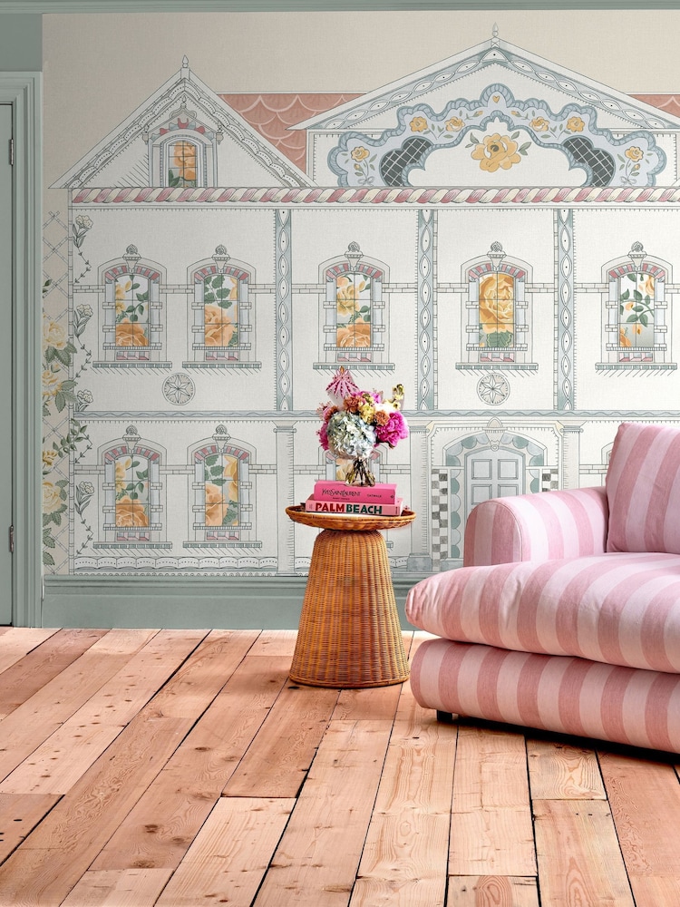 Cath Kidston Pastel Doll House Mural 4 x 2.5m - Image 1 of 4