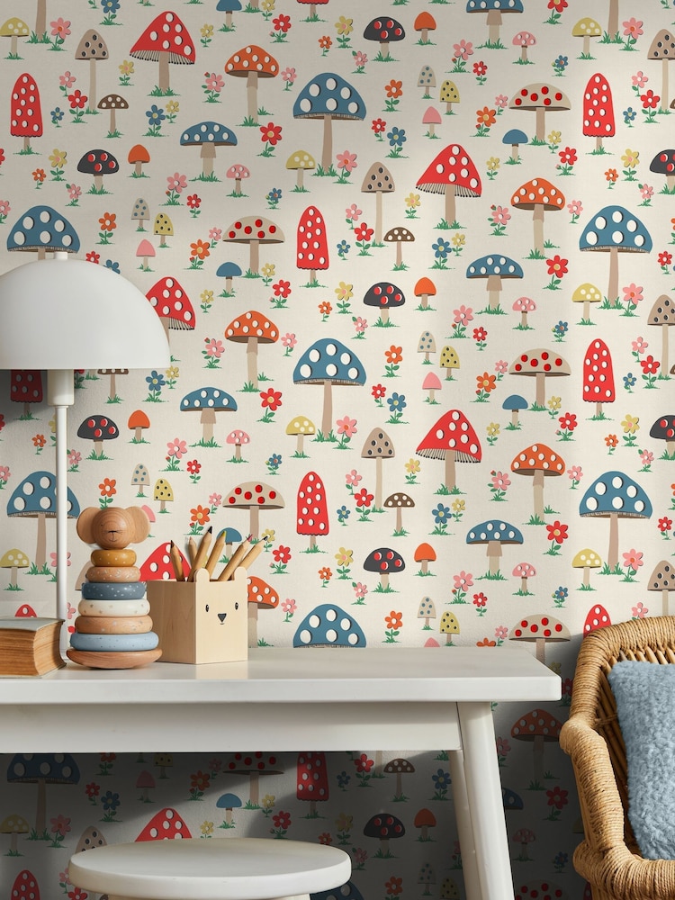 Cath Kidston Multi Mushrooms Wallpaper - Image 1 of 6