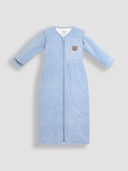 JoJo Maman Bébé Blue Bear Ribbed Velour 3.5 Tog Toddler Sleeping Bag - Image 1 of 5