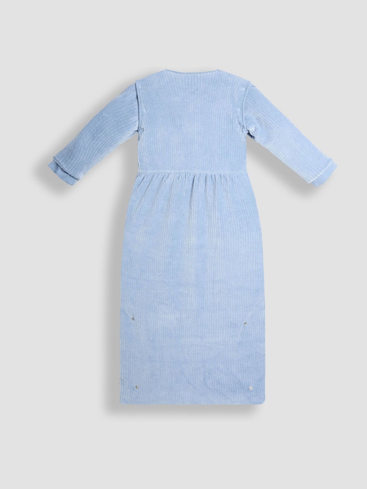 JoJo Maman Bébé Blue Bear Ribbed Velour 3.5 Tog Toddler Sleeping Bag - Image 2 of 5 JoJo Maman Bébé Blue Bear Ribbed Velour 3.5 Tog Toddler Sleeping Bag - Image 2 of 5