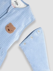 JoJo Maman Bébé Blue Bear Ribbed Velour 3.5 Tog Baby Sleeping Bag - Image 5 of 6