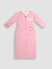 JoJo Maman Bébé Pink Ribbed Velour 3.5 Tog Toddler Sleeping Bag - Image 1 of 4