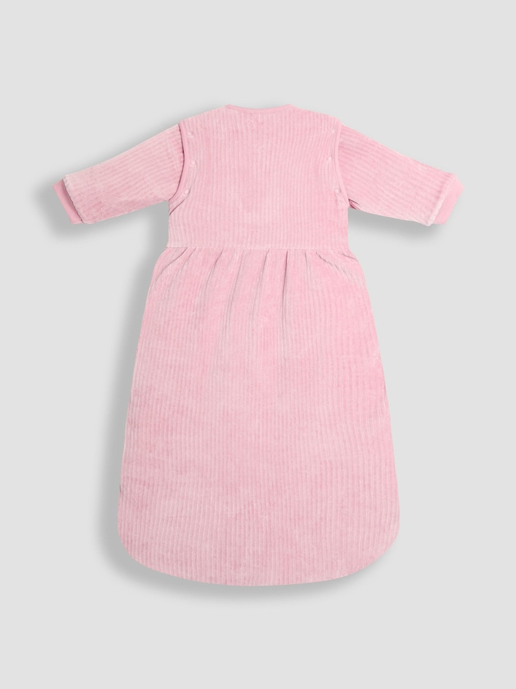 JoJo Maman Bébé Pink Ribbed Velour 3.5 Tog Toddler Sleeping Bag - Image 2 of 4 JoJo Maman Bébé Pink Ribbed Velour 3.5 Tog Toddler Sleeping Bag - Image 2 of 4