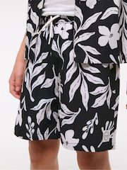 Abercrombie & Fitch Floral Print Black Swim Shorts - Image 6 of 8