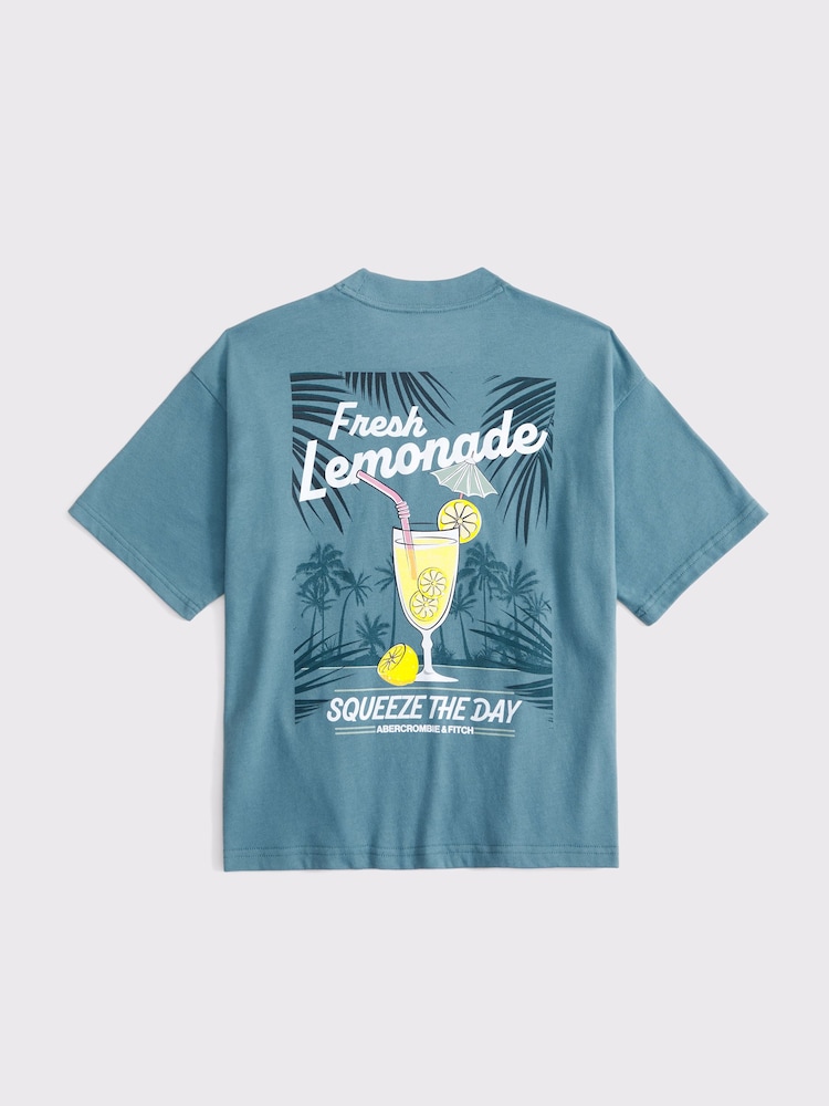 Abercrombie & Fitch Blue Imagery Logo Graphic Print T-Shirt - Image 2 of 2