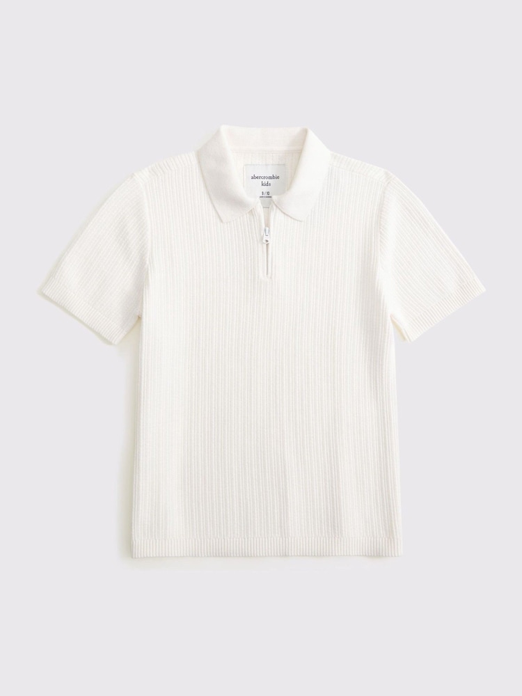 Weiß - Abercrombie & Fitch Strick-Poloshirt - Bild 1 von 2