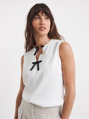 JD Williams White Embellished Bow Detail Sleeveless Top - Image 1 of 4