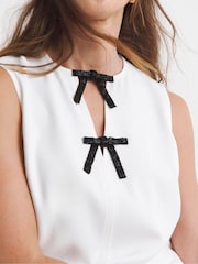 JD Williams White Embellished Bow Detail Sleeveless Top - Image 4 of 4