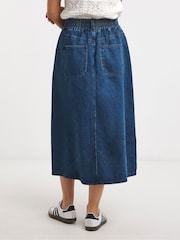 JD Williams Blue Elasticated Waist Mid Denim Skirt - Image 2 of 4
